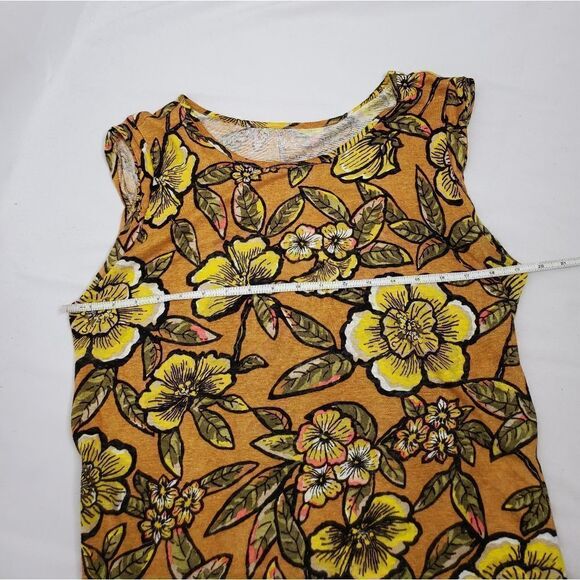 LOFT linen bold retro floral print‎ sleeveless shell top blouse M - Picture 8 of 10